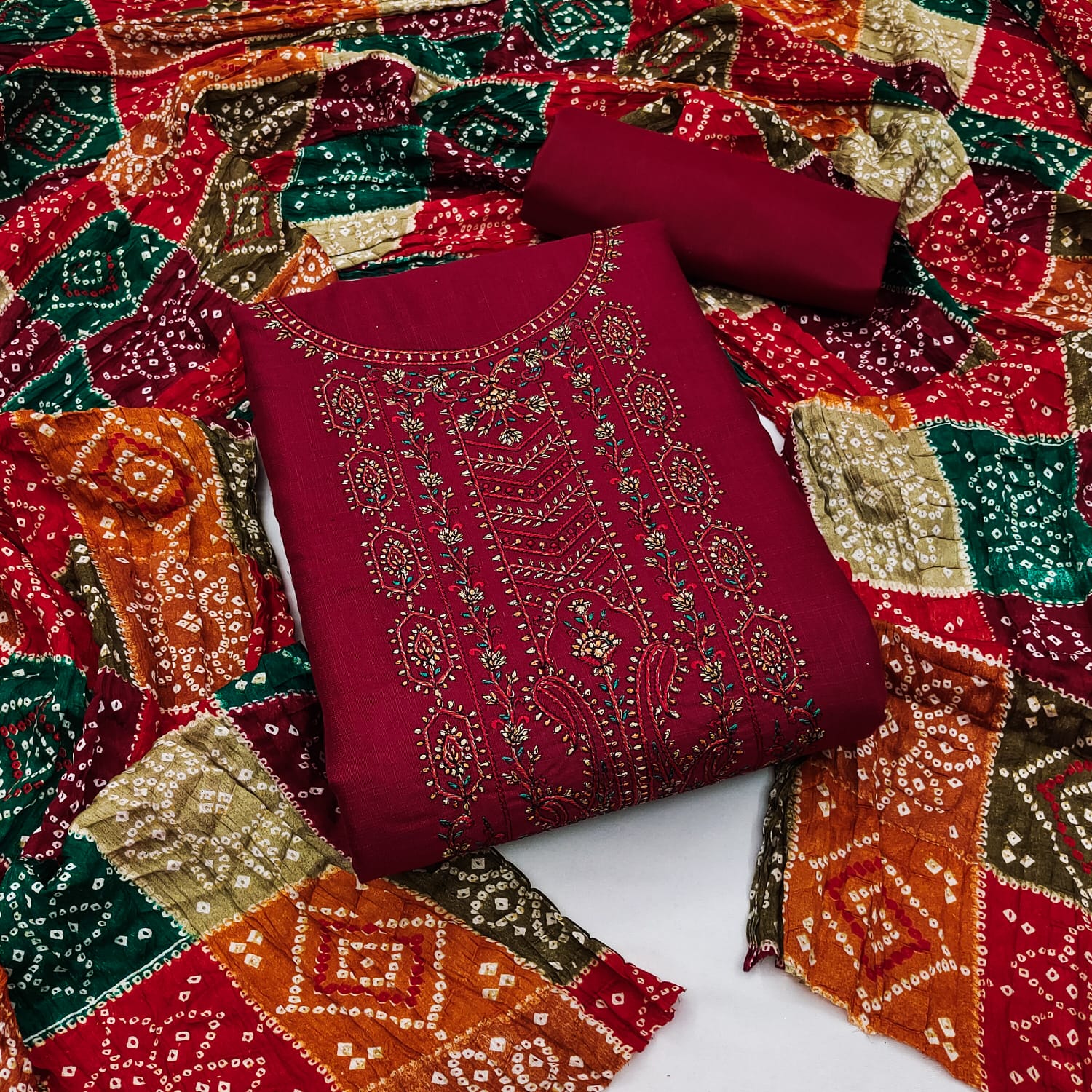 Ds Designer Suit Cotton Kashmiri Work Non Catalog Dress Material